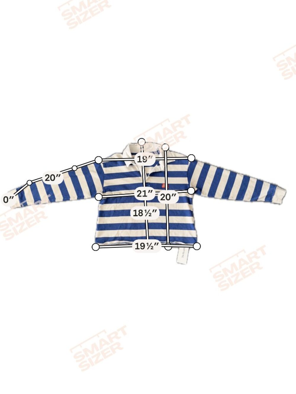MOTHER Boxy Polo Crop Tee in Game On- Blue/Cream Stripes- S- Long Sleeve - Picture 14 of 16